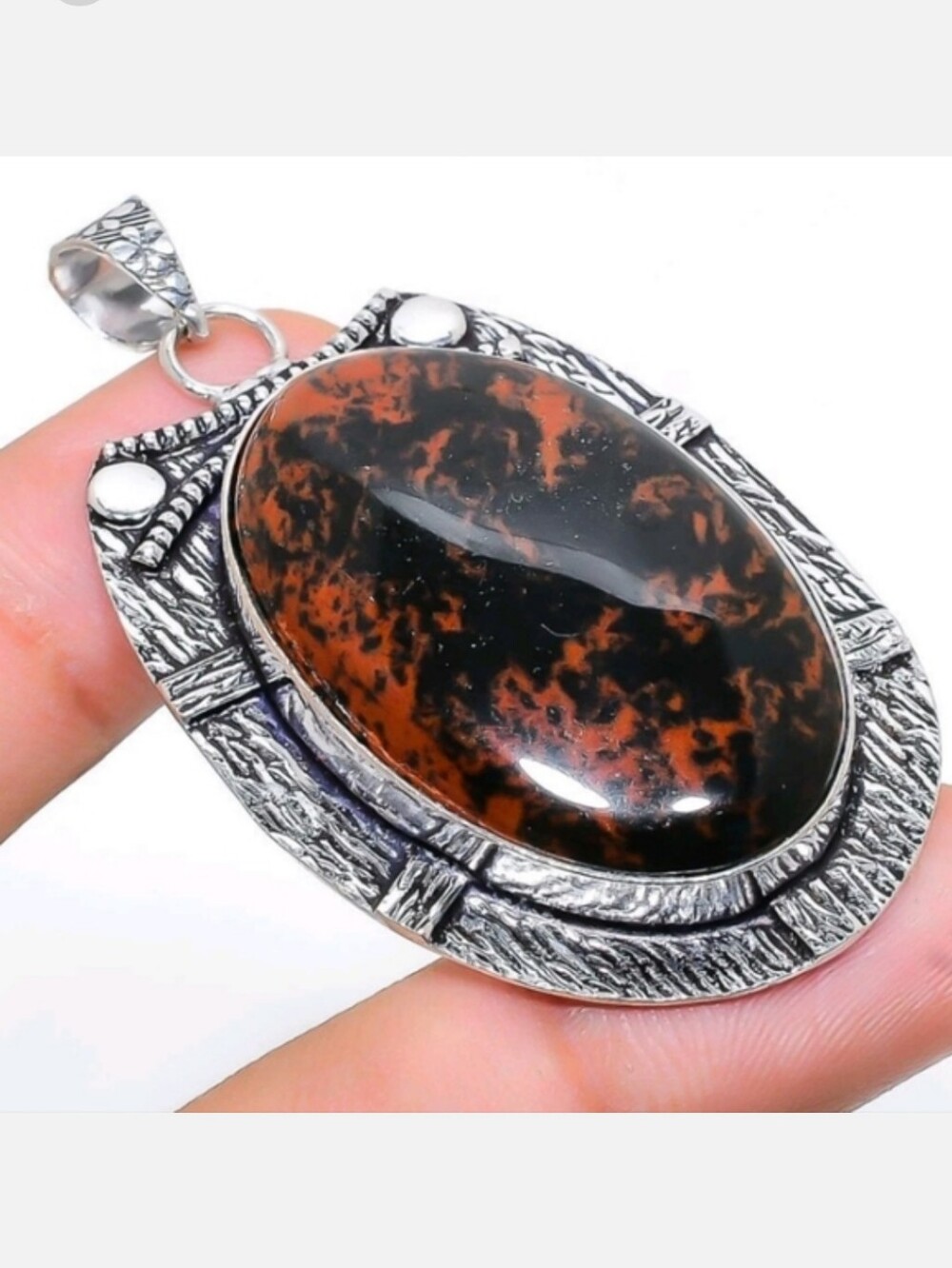 Mahogany Obsidian Gemstone Jewelry 925 Sterling Silver Handmade Pendant Necklace